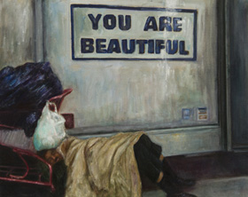 "Arch Street Man" 18 X 20 oil